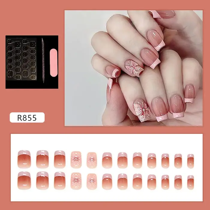 Faux ongles courts carrés à presser