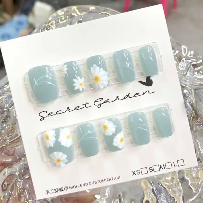 10 pièces mignon marguerite chat yeux presse sur ongles portable faux