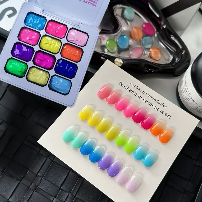 Kit de vernis à ongles adhésif 12 couleurs arc-en-ciel