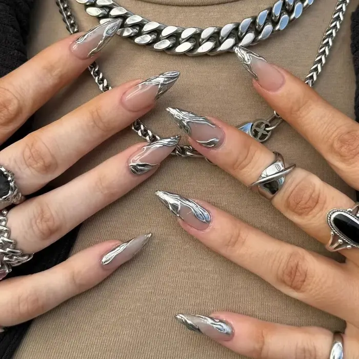 Faux ongles français en amande, 24 pièces, paillettes avec strass, portables, artificiels, simples, 