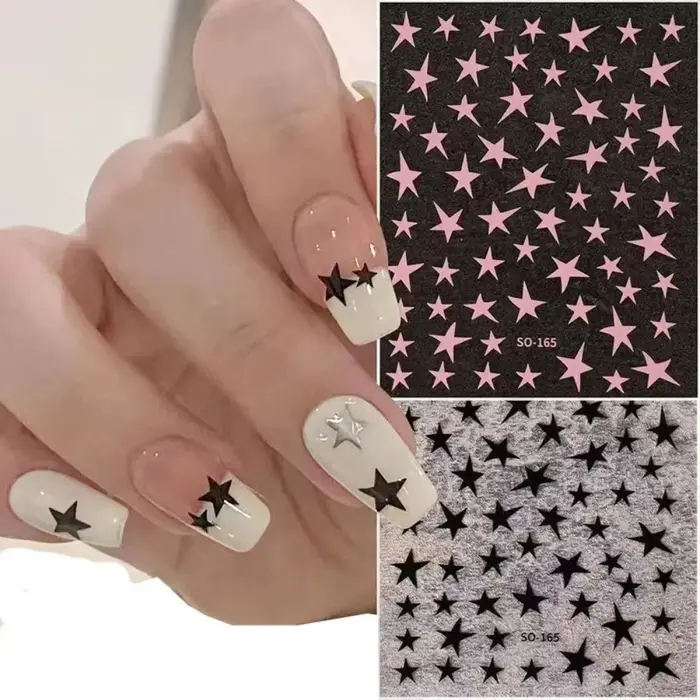 Mélanger 7 étoiles colorées ongles autocollants pentagramme irrégulier décalcomanies Laser brillant décor auto-adhésif