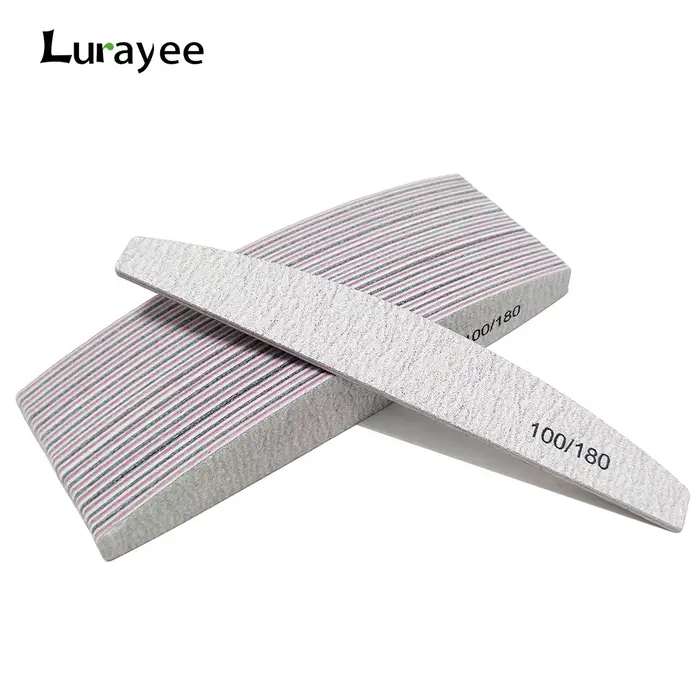Tampon de lime à ongles 100/180 grain demi-lune limes à ongles Double face papier de verre ponçage d