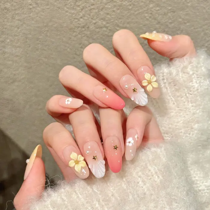10 faux ongles ovales faits à la main