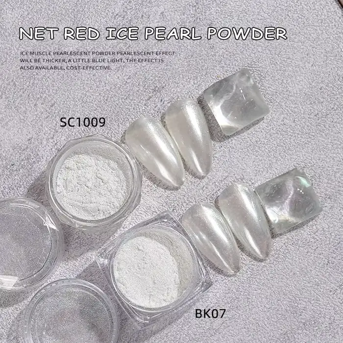 HNDO blanc perle poudre coquille frottant la poussière chromée effet brillant pour manucure bricolag