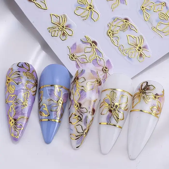 11 autocollants floraux pour ongles printemps-été - Motif fleur de cerisier