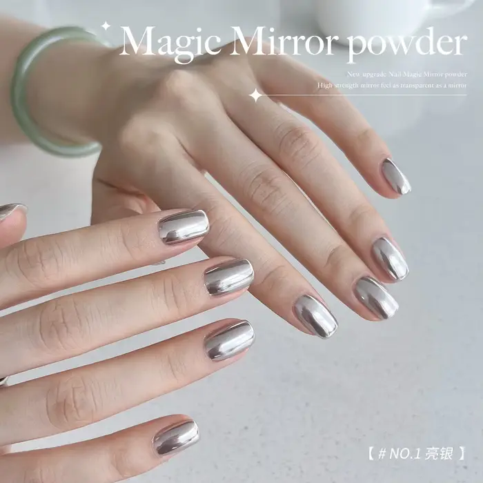 7 pièces Chrome ongles poudre métallique miroir effet paillettes holographique