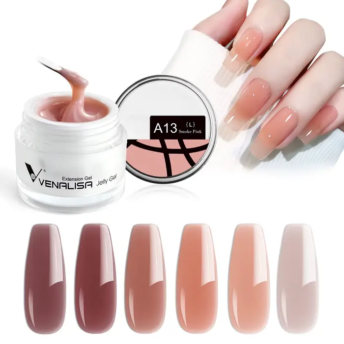 VENALISA Gel de gelée 50ml rose Collection nue ne brûle pas Gel dur tremper UV LED Extension douce constructeur ongles Gel manucure