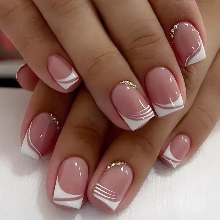 Faux Ongles de Style Ballerine Française