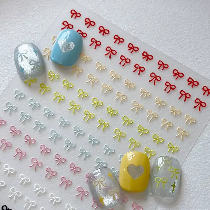 Autocollants pour Nail Art avec nœuds colorés en relief