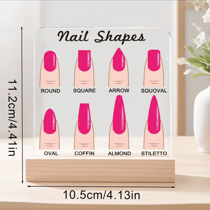 Panneau d'affichage de formes d'ongles rose vif