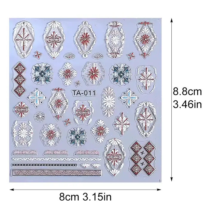 Bohême rétro Nail Art autocollants dentelle fleur fenêtre bronzant Design décalcomanies ongles breloques décorations