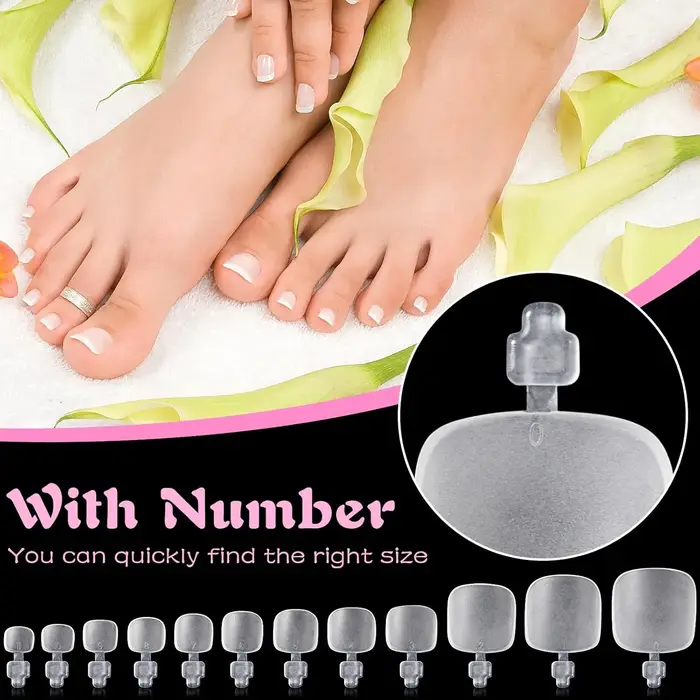 30/150/300/630/1500PCS Faux ongles d'orteils carrés courts, couvrance totale, en gel souple X, transparents