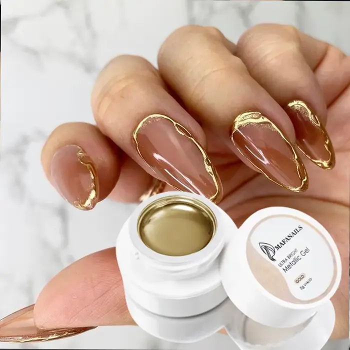 1PC Vernis à ongles effet miroir métallique or/argent/or rose, gel de peinture chromé 3D, pour dessi