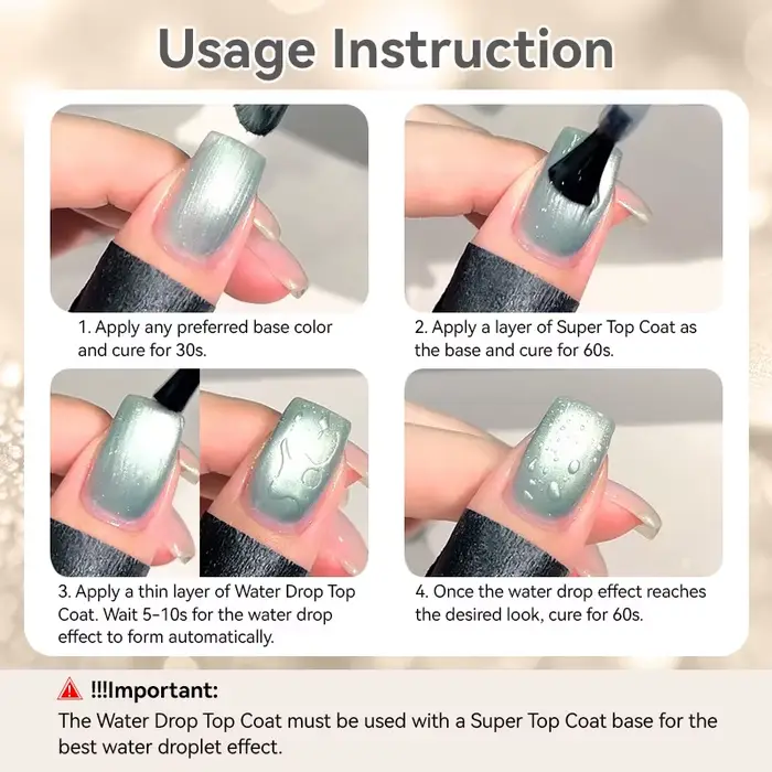 Nouveau 2026 10ml Top Coat Goutte d'Eau Transparent pour Ongles