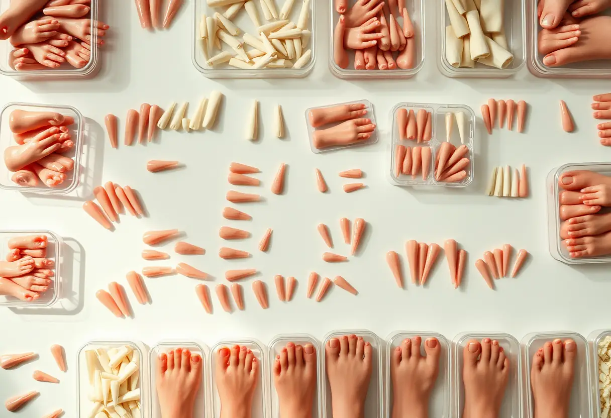 Tableau d'échantillons de faux ongles pour pieds, guide complet