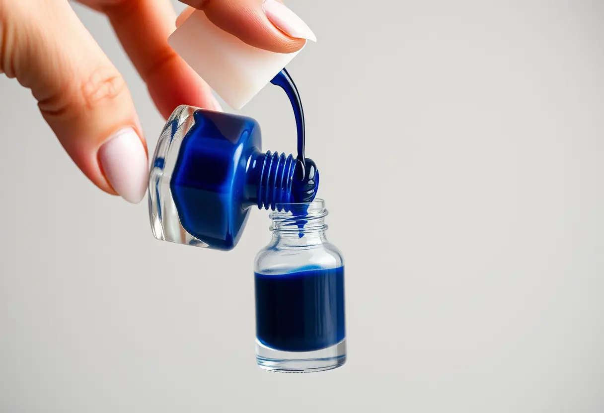 Pot de vernis à ongles indigo rempli